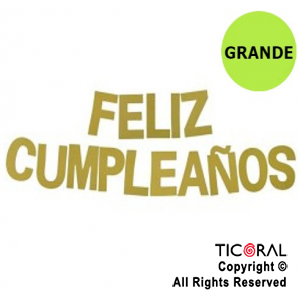 GUIRNALDA FRASE FELIZ CUMPLEAOS METALIZADA GRANDE ORO 18x10CM x 1